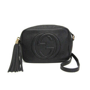 GUCCI Authentic Black Leather Shoulder Bag